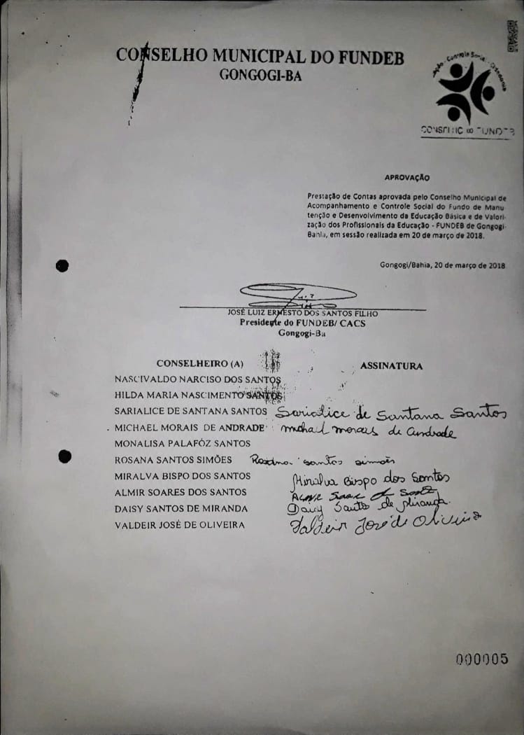 Parecer do conselho adulterado é incluido no sistema de prestação de contas do municipio.
