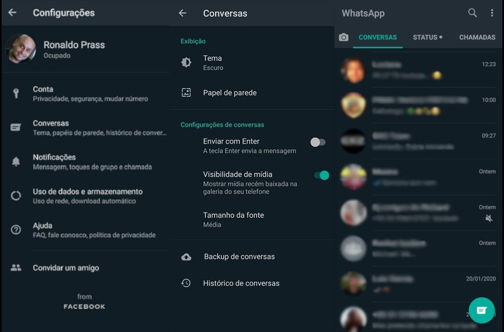 whatsapp escuro