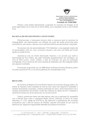 GONGOGI: Cartórios de Gongogi e Tapirama tem reivindicação expressa no TJBA pela ACAPEB