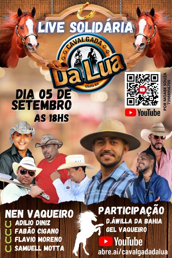 Cavalgada da Lua vai reunir cavaleiros e amazonas com festa ao vivo neste sábado (05)